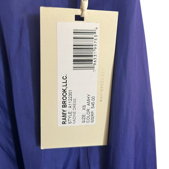 Ramy Brook Nadine Dress One Shoulder Pleated Amethyst Purple XS - Picture 4 of 5